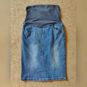 Denim Maternity Pencil Skirt